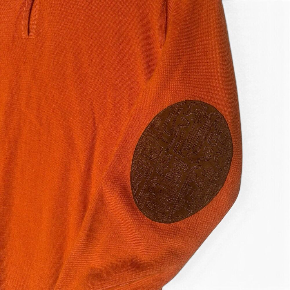 Shanghai Tang 100% Cashmere Sweater Men's M Orange Mandarin Collar Frog Closure - Picture 4 of 10